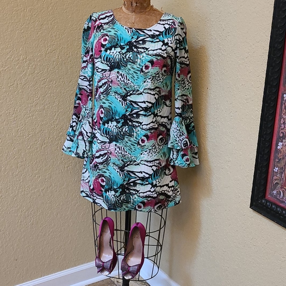 WOMENS BELL SLEEVE GB DRESS SIZE S